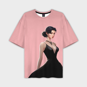 Мужская футболка oversize 3D с принтом Girl in black dress   pink в Курске,  |  | 
