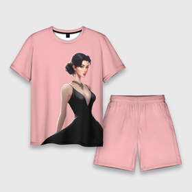 Мужской костюм с шортами 3D с принтом Girl in black dress   pink в Курске,  |  | 