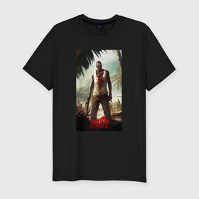 Мужская футболка хлопок Slim с принтом Zombie  dead  island  2 в Курске, 92% хлопок, 8% лайкра | приталенный силуэт, круглый вырез ворота, длина до линии бедра, короткий рукав | Тематика изображения на принте: 