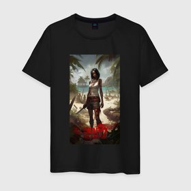 Мужская футболка хлопок с принтом Девушка на мертвом острове в Кировске, 100% хлопок | прямой крой, круглый вырез горловины, длина до линии бедер, слегка спущенное плечо. | 