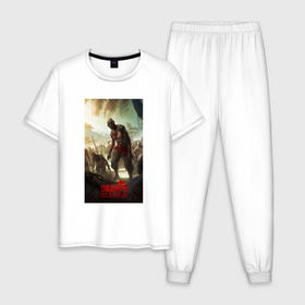 Мужская пижама хлопок с принтом dead  island   2 в Петрозаводске, 100% хлопок | брюки и футболка прямого кроя, без карманов, на брюках мягкая резинка на поясе и по низу штанин
 | Тематика изображения на принте: 