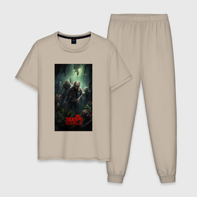 Мужская пижама хлопок с принтом зомби  на острове в Белгороде, 100% хлопок | брюки и футболка прямого кроя, без карманов, на брюках мягкая резинка на поясе и по низу штанин
 | 