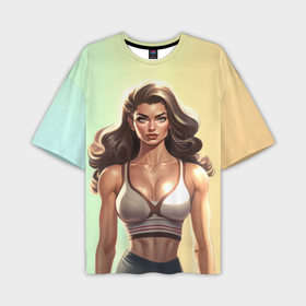Мужская футболка oversize 3D с принтом fitness girl sport в Тюмени,  |  | 