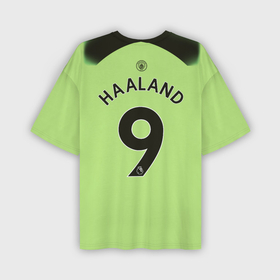 Мужская футболка oversize 3D с принтом Эрлинг Холанд Манчестер Сити форма 22 23 третья в Тюмени,  |  | Тематика изображения на принте: 