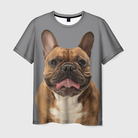 Мужская футболка 3D с принтом French bulldog в Белгороде, 100% полиэфир | прямой крой, круглый вырез горловины, длина до линии бедер | 