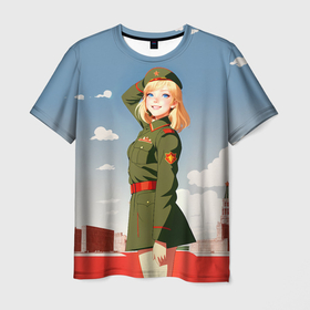 Мужская футболка 3D с принтом Боевая девчонка в Курске, 100% полиэфир | прямой крой, круглый вырез горловины, длина до линии бедер | 