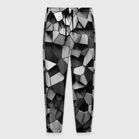 Мужские брюки 3D с принтом Серые стальные плиты , 100% полиэстер | манжеты по низу, эластичный пояс регулируется шнурком, по бокам два кармана без застежек, внутренняя часть кармана из мелкой сетки | 