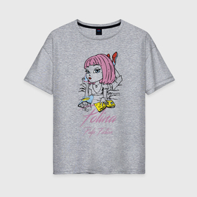 Женская футболка хлопок Oversize с принтом Polina   pulp fiction , 100% хлопок | свободный крой, круглый ворот, спущенный рукав, длина до линии бедер
 | 