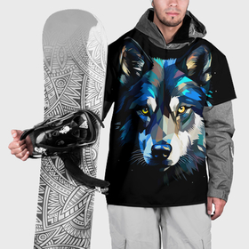 Накидка на куртку 3D с принтом Геометрический волк в лунном свете в Курске, 100% полиэстер |  | Тематика изображения на принте: 
