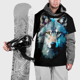 Накидка на куртку 3D с принтом Волк в лунном свете в Курске, 100% полиэстер |  | 