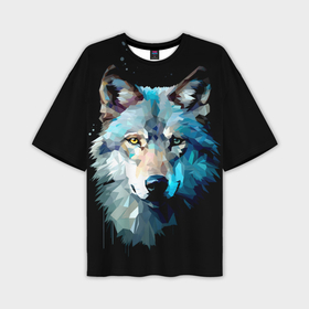 Мужская футболка oversize 3D с принтом Волк в лунном свете в Курске,  |  | Тематика изображения на принте: 