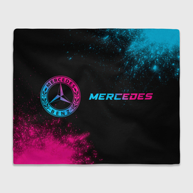 Плед 3D с принтом Mercedes   neon gradient: надпись и символ в Тюмени, 100% полиэстер | закругленные углы, все края обработаны. Ткань не мнется и не растягивается | Тематика изображения на принте: 