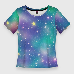 Женская футболка 3D Slim с принтом Космическое сияние волшебное ,  |  | Тематика изображения на принте: 