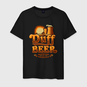 Мужская футболка хлопок с принтом Duff beer brewing в Курске, 100% хлопок | прямой крой, круглый вырез горловины, длина до линии бедер, слегка спущенное плечо. | 