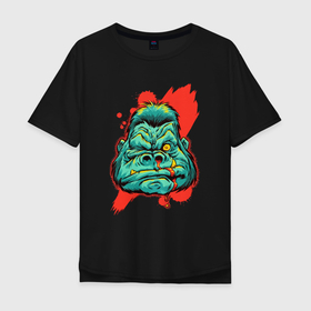 Мужская футболка хлопок Oversize с принтом Gorilla в Ухте, 100% хлопок | свободный крой, круглый ворот, “спинка” длиннее передней части | 
