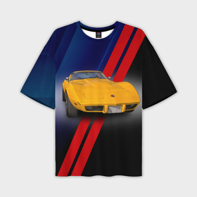 Мужская футболка oversize 3D с принтом Классический спорткар Chevrolet Corvette Stingray 1978 года в Екатеринбурге,  |  | 