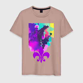 Мужская футболка хлопок с принтом Saints Row   lily   watercolor , 100% хлопок | прямой крой, круглый вырез горловины, длина до линии бедер, слегка спущенное плечо. | 