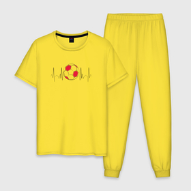 Мужская пижама хлопок с принтом Пульс футболиста в Тюмени, 100% хлопок | брюки и футболка прямого кроя, без карманов, на брюках мягкая резинка на поясе и по низу штанин
 | 