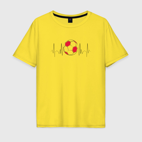 Мужская футболка хлопок Oversize с принтом Пульс футболиста в Екатеринбурге, 100% хлопок | свободный крой, круглый ворот, “спинка” длиннее передней части | 