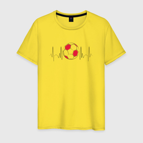 Мужская футболка хлопок с принтом Пульс футболиста в Тюмени, 100% хлопок | прямой крой, круглый вырез горловины, длина до линии бедер, слегка спущенное плечо. | 
