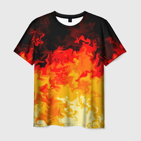 Мужская футболка 3D с принтом Бушующие языки пламени в Курске, 100% полиэфир | прямой крой, круглый вырез горловины, длина до линии бедер | Тематика изображения на принте: 