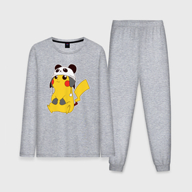 Мужская пижама с лонгсливом хлопок с принтом Pika panda в Белгороде,  |  | Тематика изображения на принте: 