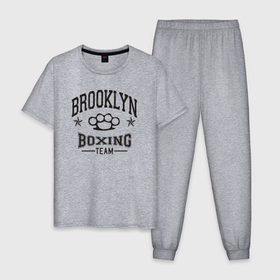 Мужская пижама хлопок с принтом Brooklyn boxing в Тюмени, 100% хлопок | брюки и футболка прямого кроя, без карманов, на брюках мягкая резинка на поясе и по низу штанин
 | 