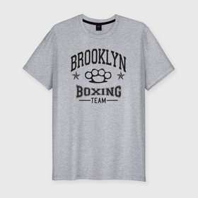 Мужская футболка хлопок Slim с принтом Brooklyn boxing в Петрозаводске, 92% хлопок, 8% лайкра | приталенный силуэт, круглый вырез ворота, длина до линии бедра, короткий рукав | 