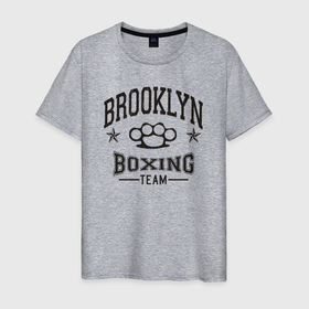 Мужская футболка хлопок с принтом Brooklyn boxing в Новосибирске, 100% хлопок | прямой крой, круглый вырез горловины, длина до линии бедер, слегка спущенное плечо. | 