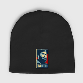 Мужская шапка демисезонная с принтом Fidel Castro ,  |  | Тематика изображения на принте: 