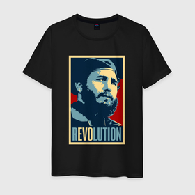 Мужская футболка хлопок с принтом Fidel Castro в Курске, 100% хлопок | прямой крой, круглый вырез горловины, длина до линии бедер, слегка спущенное плечо. | Тематика изображения на принте: 