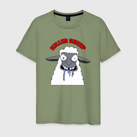 Мужская футболка хлопок с принтом Killer sheep в Тюмени, 100% хлопок | прямой крой, круглый вырез горловины, длина до линии бедер, слегка спущенное плечо. | 
