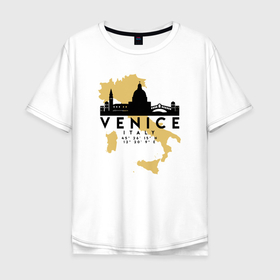 Мужская футболка хлопок Oversize с принтом Итальянская Венеция в Белгороде, 100% хлопок | свободный крой, круглый ворот, “спинка” длиннее передней части | Тематика изображения на принте: 