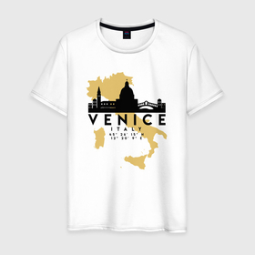 Мужская футболка хлопок с принтом Итальянская Венеция в Петрозаводске, 100% хлопок | прямой крой, круглый вырез горловины, длина до линии бедер, слегка спущенное плечо. | 