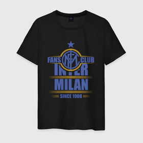 Мужская футболка хлопок с принтом Inter Milan fans club в Санкт-Петербурге, 100% хлопок | прямой крой, круглый вырез горловины, длина до линии бедер, слегка спущенное плечо. | 