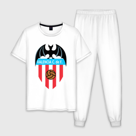 Мужская пижама хлопок с принтом FC Valencia в Санкт-Петербурге, 100% хлопок | брюки и футболка прямого кроя, без карманов, на брюках мягкая резинка на поясе и по низу штанин
 | Тематика изображения на принте: 