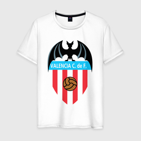 Мужская футболка хлопок с принтом FC Valencia в Санкт-Петербурге, 100% хлопок | прямой крой, круглый вырез горловины, длина до линии бедер, слегка спущенное плечо. | Тематика изображения на принте: 