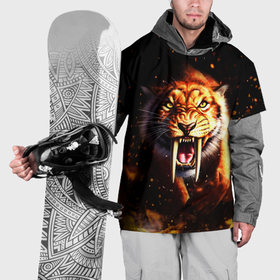 Накидка на куртку 3D с принтом Саблезубый тигр в Кировске, 100% полиэстер |  | 