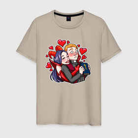 Мужская футболка хлопок с принтом Дьяволица влюбилась в Санкт-Петербурге, 100% хлопок | прямой крой, круглый вырез горловины, длина до линии бедер, слегка спущенное плечо. | 