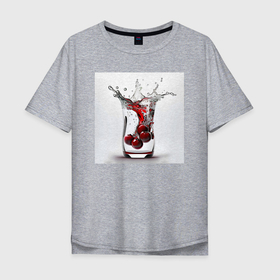 Мужская футболка хлопок Oversize с принтом Вишневый коктейль , 100% хлопок | свободный крой, круглый ворот, “спинка” длиннее передней части | Тематика изображения на принте: 