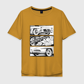 Мужская футболка хлопок Oversize с принтом Mercedes Benz 300SL Roadster V2 в Кировске, 100% хлопок | свободный крой, круглый ворот, “спинка” длиннее передней части | Тематика изображения на принте: 