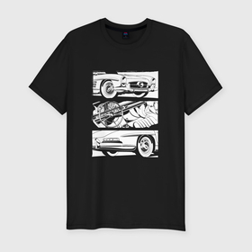 Мужская футболка хлопок Slim с принтом Mercedes Benz 300SL Roadster V2 в Тюмени, 92% хлопок, 8% лайкра | приталенный силуэт, круглый вырез ворота, длина до линии бедра, короткий рукав | 