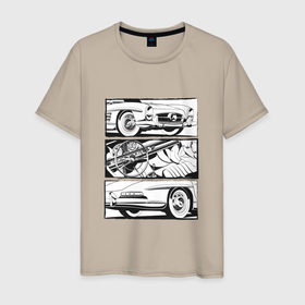 Мужская футболка хлопок с принтом Mercedes Benz 300SL Roadster V2 в Екатеринбурге, 100% хлопок | прямой крой, круглый вырез горловины, длина до линии бедер, слегка спущенное плечо. | 