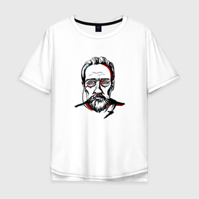 Мужская футболка хлопок Oversize с принтом Чехов Антон Павлович в Тюмени, 100% хлопок | свободный крой, круглый ворот, “спинка” длиннее передней части | 
