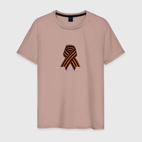 Мужская футболка хлопок с принтом Георгиевская лента в Кировске, 100% хлопок | прямой крой, круглый вырез горловины, длина до линии бедер, слегка спущенное плечо. | 