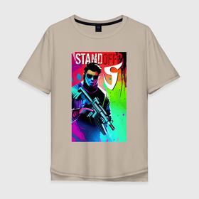 Мужская футболка хлопок Oversize с принтом Standoff 2   shooter   sketch в Кировске, 100% хлопок | свободный крой, круглый ворот, “спинка” длиннее передней части | 
