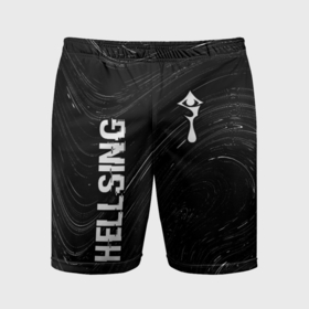Мужские шорты спортивные с принтом Hellsing glitch на темном фоне: надпись, символ в Петрозаводске,  |  | Тематика изображения на принте: 
