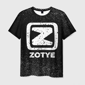 Мужская футболка 3D с принтом Zotye с потертостями на темном фоне в городе Новоалтайск, 100% полиэфир | прямой крой, круглый вырез горловины, длина до линии бедер | 