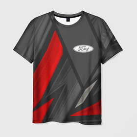 Мужская футболка 3D с принтом Ford sports racing в Кировске, 100% полиэфир | прямой крой, круглый вырез горловины, длина до линии бедер | Тематика изображения на принте: 