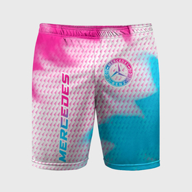 Мужские шорты спортивные с принтом Mercedes neon gradient style: надпись, символ в Курске,  |  | 